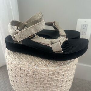 Teva Gold and Black Sandals
